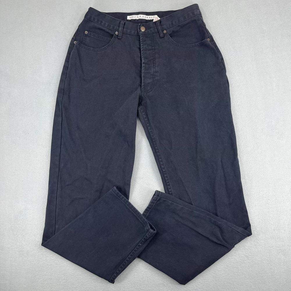 Smith & Hawken Mens Navy Blue Cotton‎ Twill Straight Leg Pants Size 32 Workwear